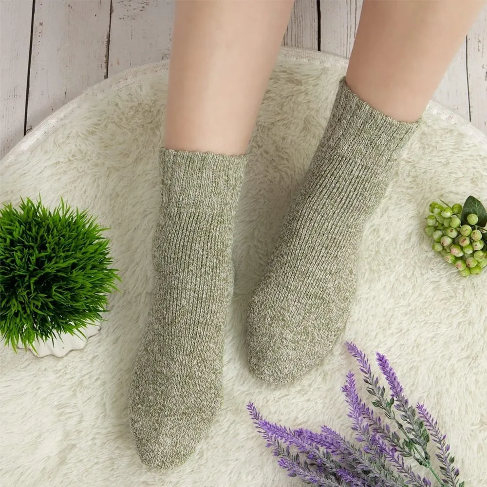 1 Pair Thick Knit Vintage Winter Warm Cozy Crew Socks for Women