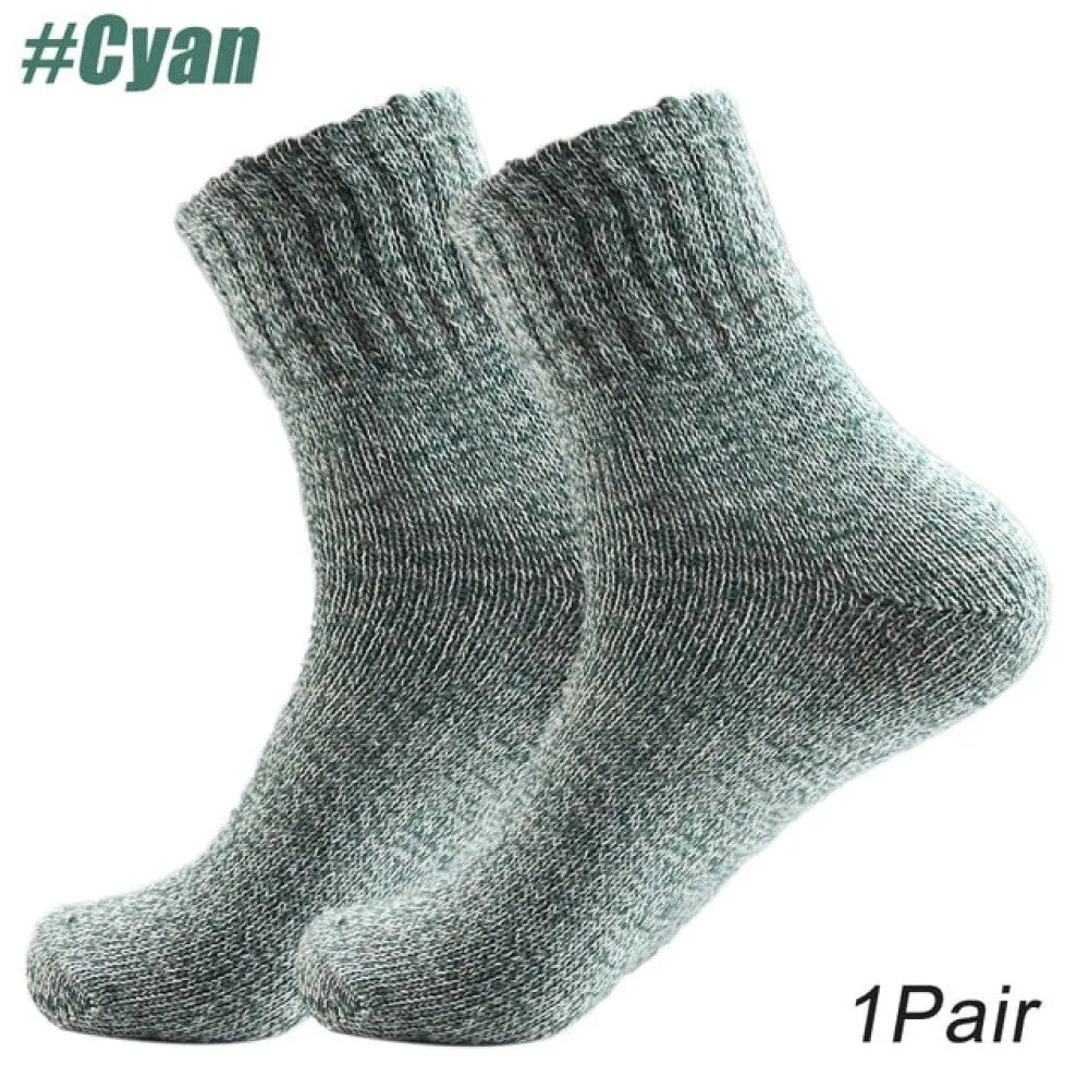 1 Pair Thick Knit Vintage Winter Warm Cozy Crew Socks for Women
