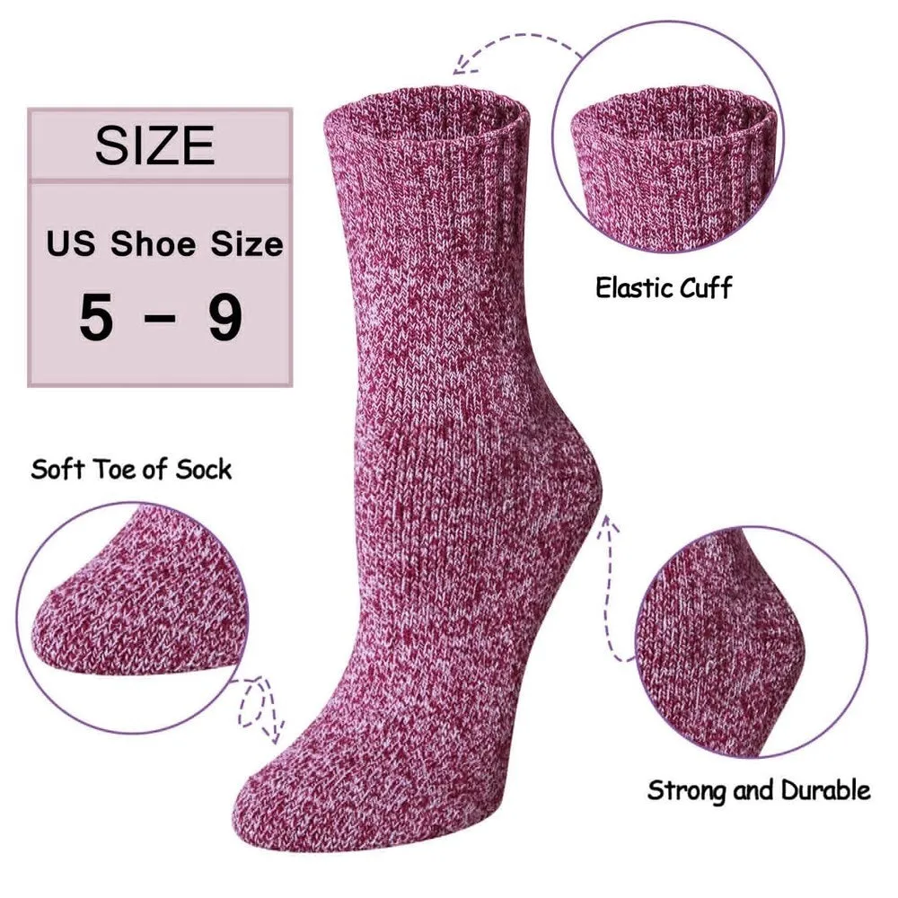 1 Pair Thick Knit Vintage Winter Warm Cozy Crew Socks for Women