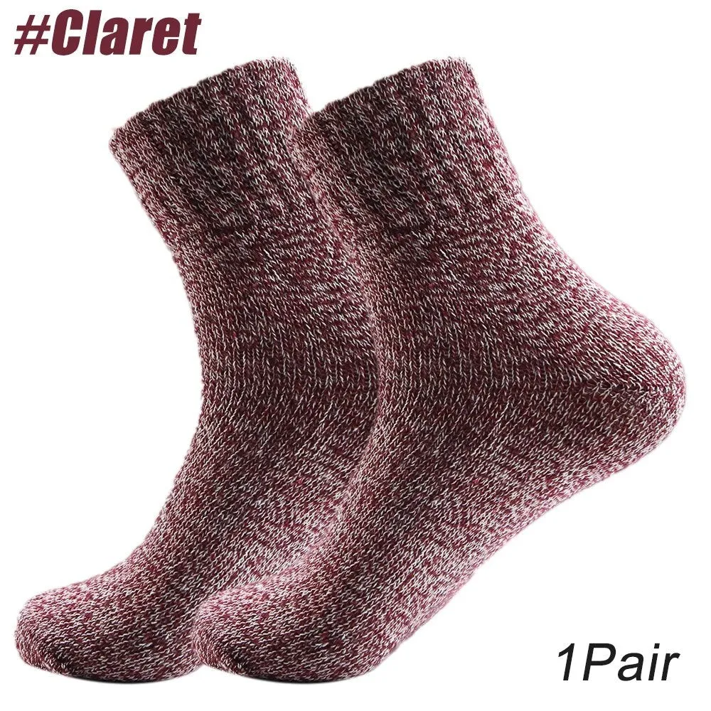 1 Pair Thick Knit Vintage Winter Warm Cozy Crew Socks for Women