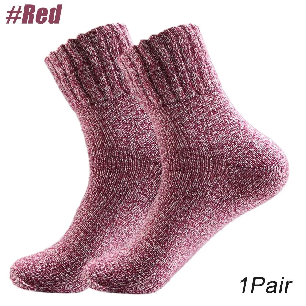 1 Pair Thick Knit Vintage Winter Warm Cozy Crew Socks for Women