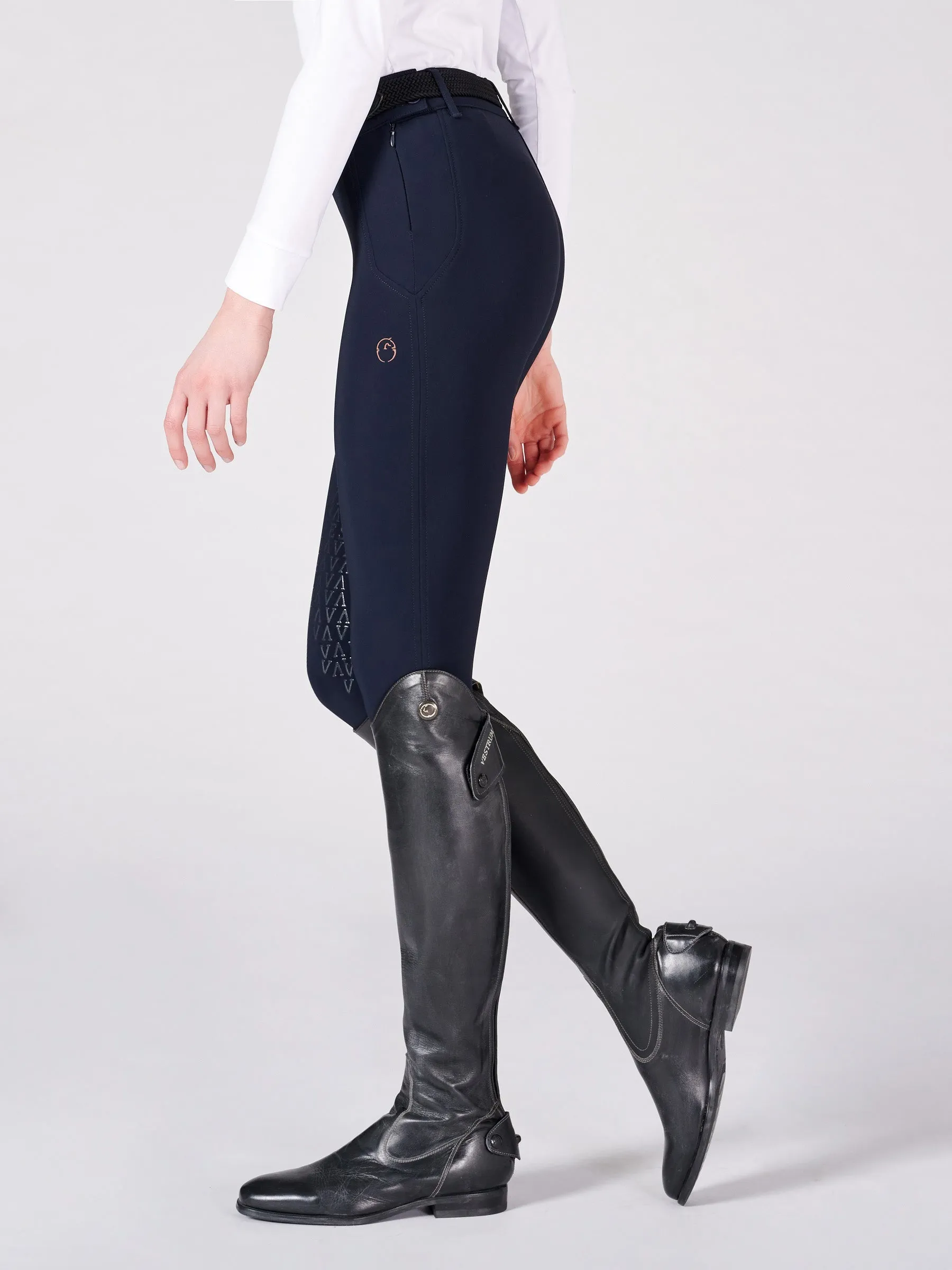 Coblenza Side Zip High Waist Breeches with Knee Grip