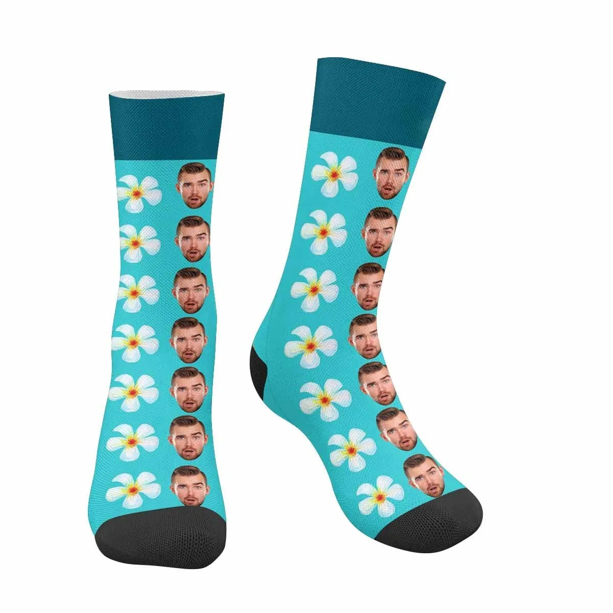 Custom Face Flower Blue Socks