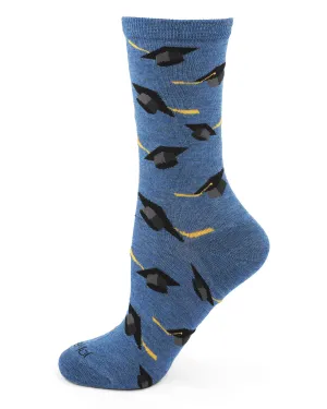 Graduation Cap Bamboo Blend Crew Sock