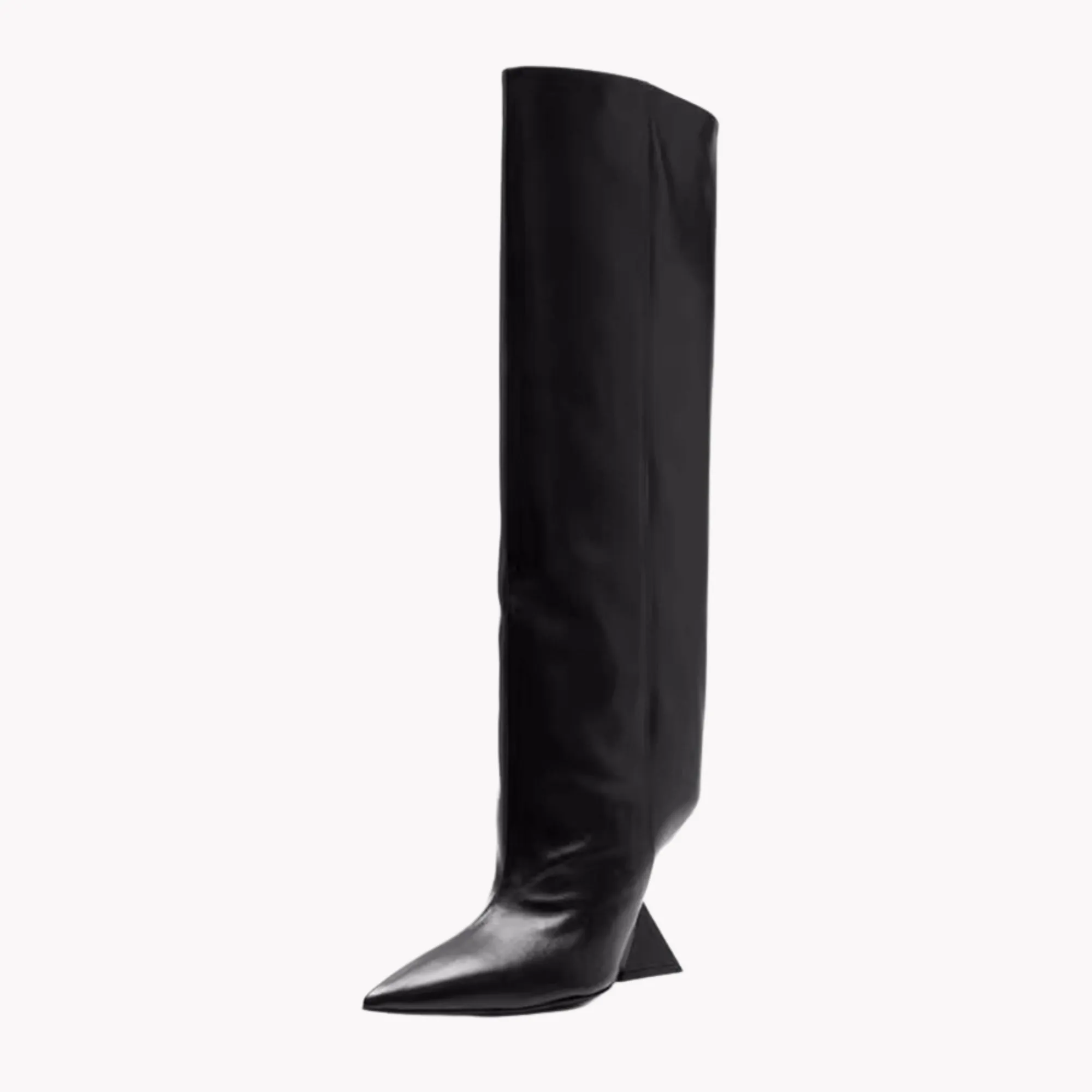 Pre Order:  Geometrical Heel Pointed Knee-High Boots