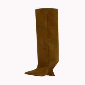 Pre Order:  Geometrical Heel Pointed Knee-High Boots